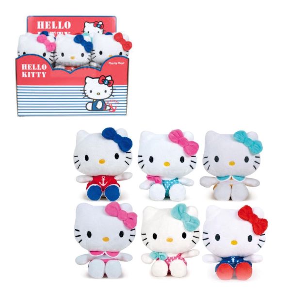 (Mis 1) HELLO KITTY BEANBAGS Peluche 12cm  In espo da 12pz  – 6ass…x36